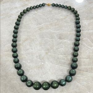 Elegant Midnight Green Beaded Necklace